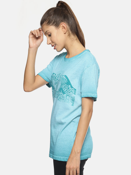 Wolfpack Women Blue Printed T-Shirt Wolfpack