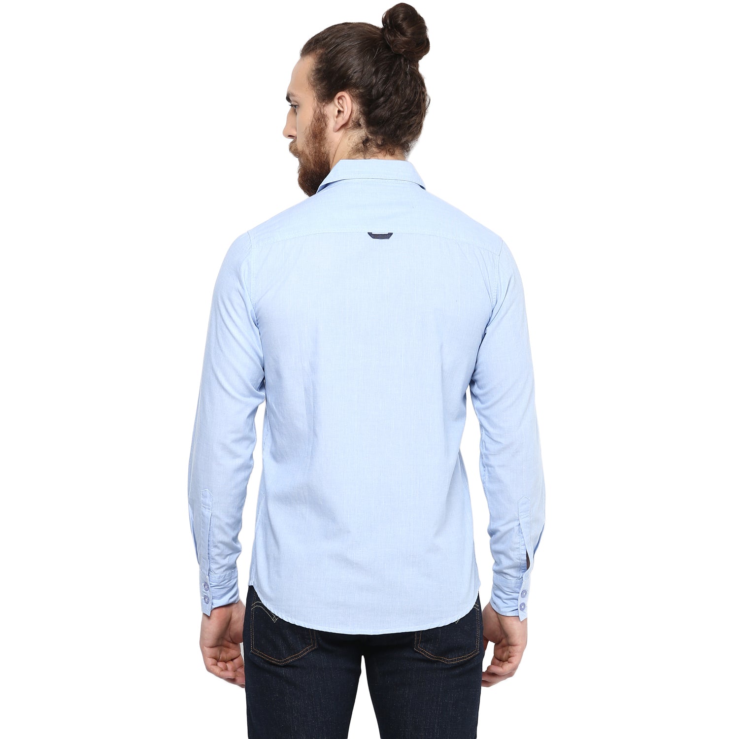 Crosscreek Men Light Blue Fil-A-Fil Plain Shirt Crosscreek