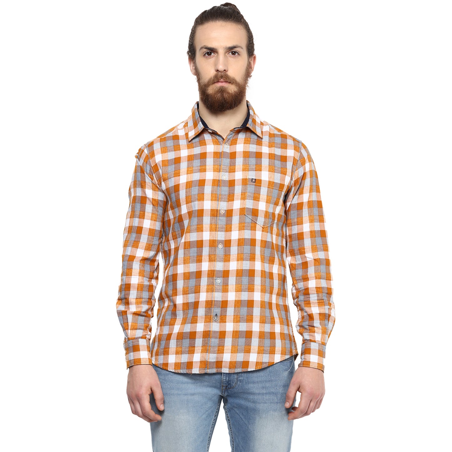 Crosscreek Men Mustard Checks Shirt Crosscreek