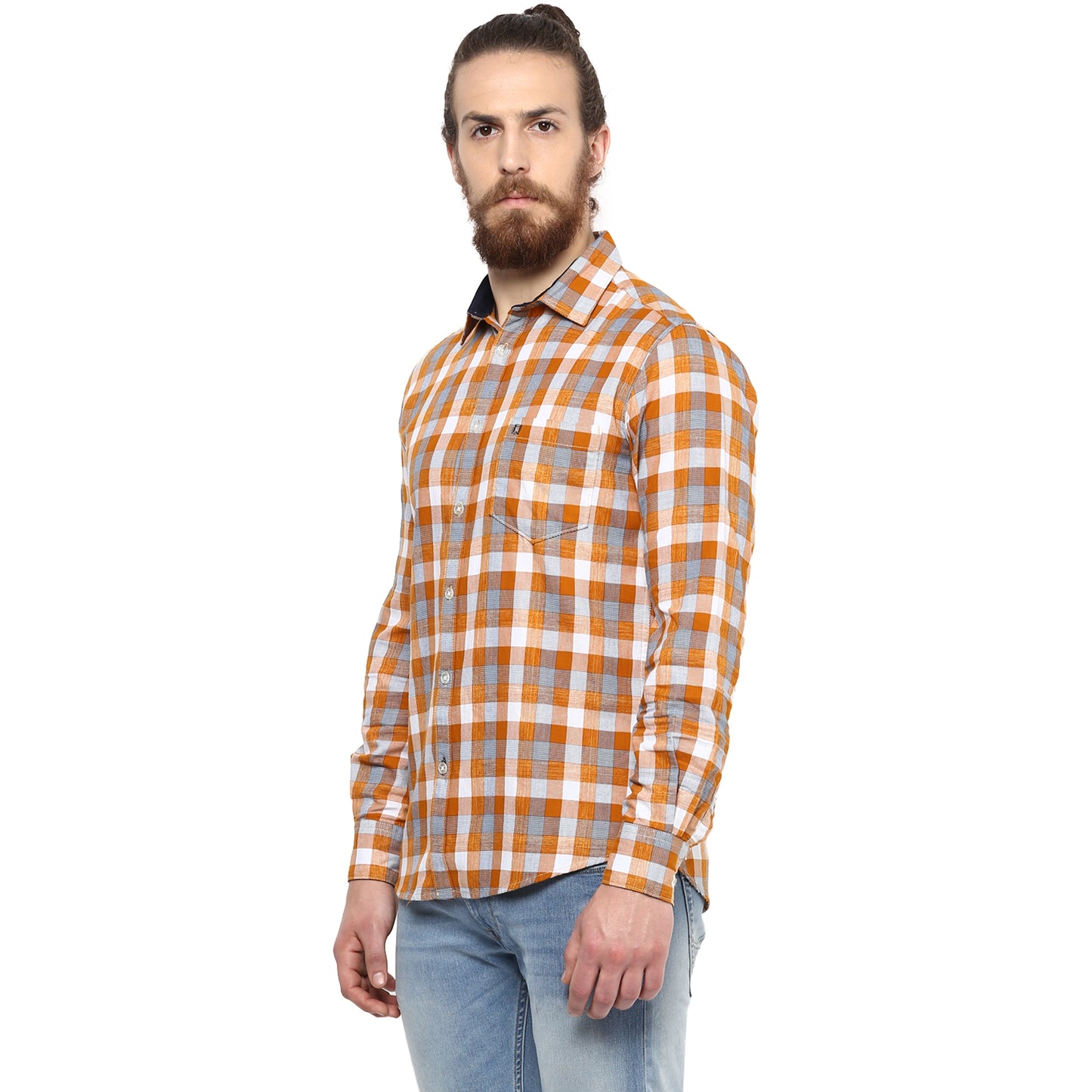 Crosscreek Men Mustard Checks Shirt Crosscreek