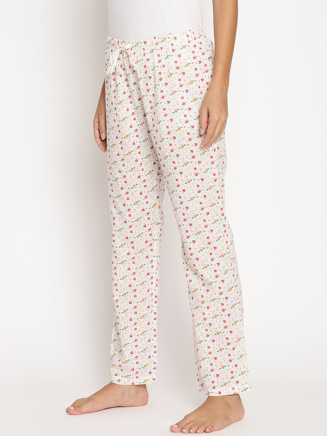 Wolfpack Women White with Flower Night Pant Wolfpack