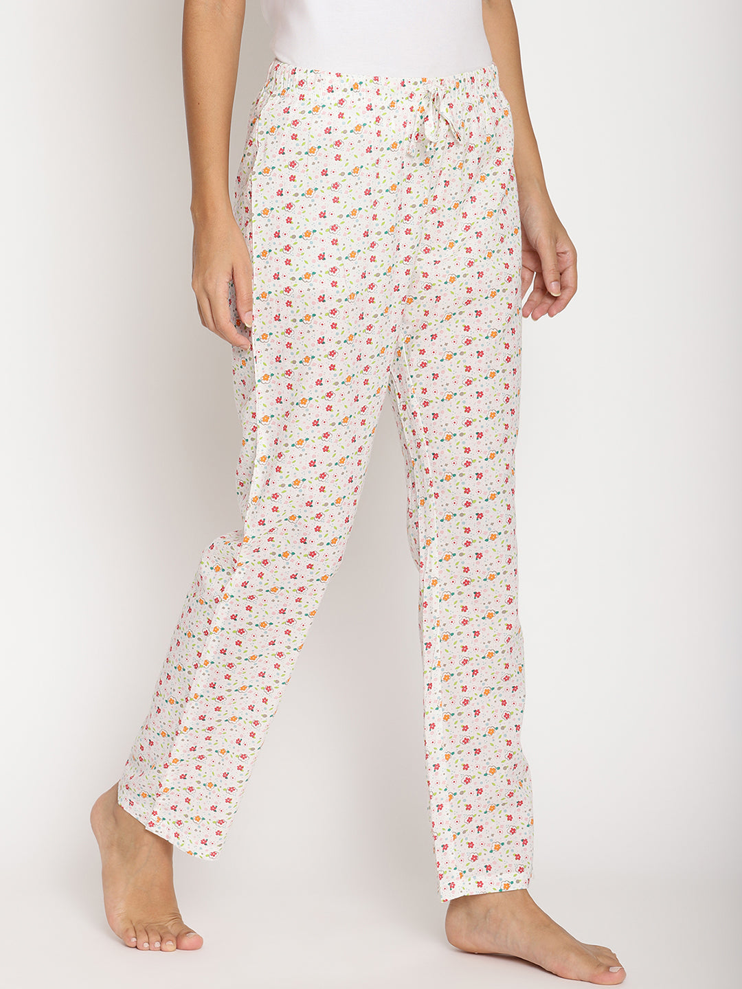 Wolfpack Women White with Flower Night Pant Wolfpack