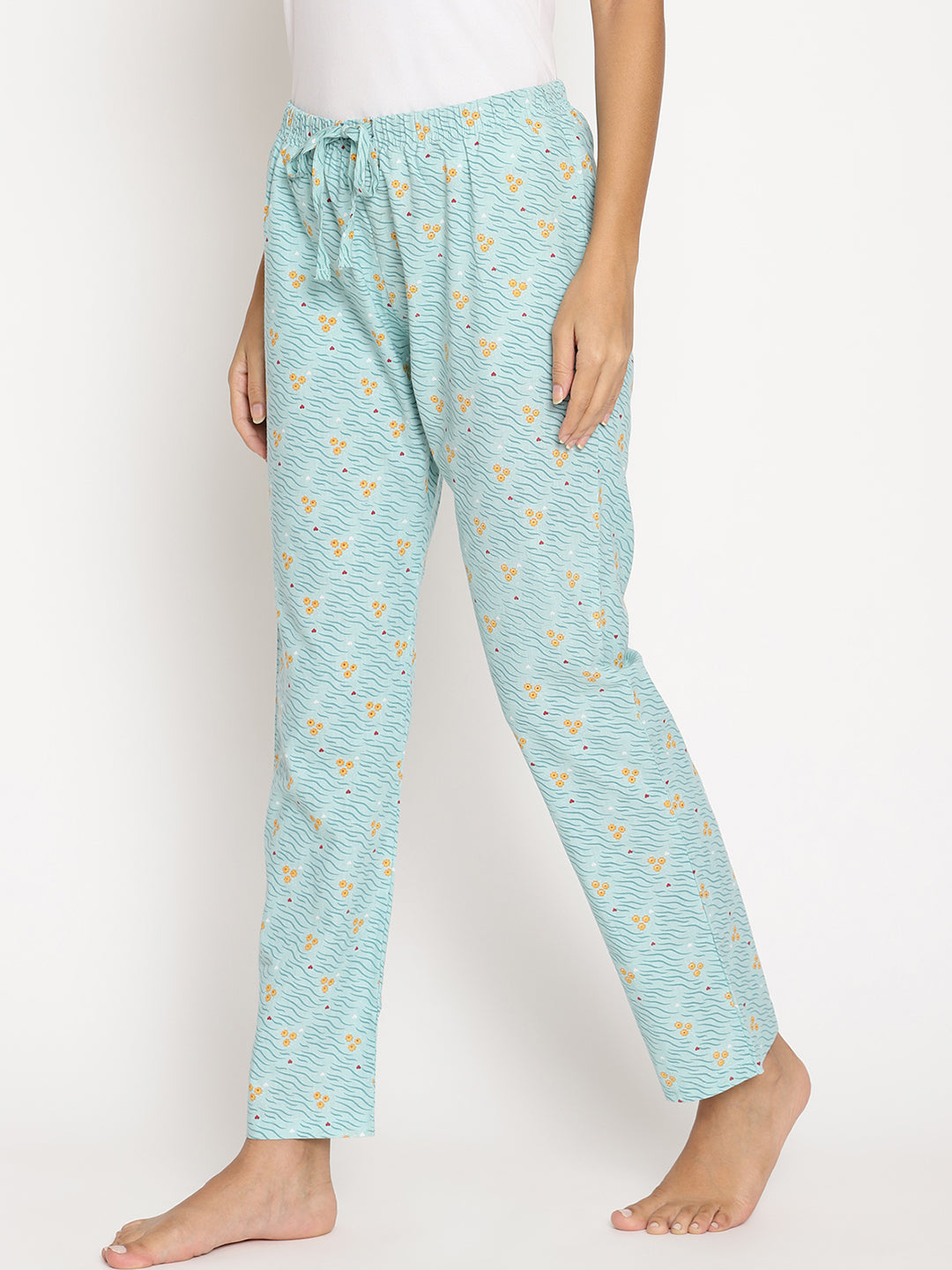 Wolfpack Women Light Green Floral Printed Night Pant Wolfpack