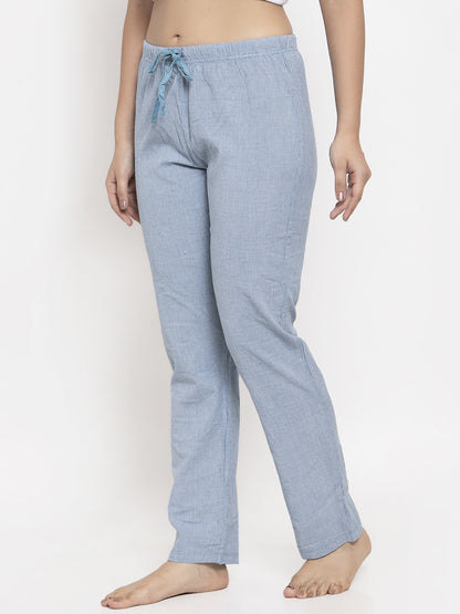 Wolfpack Women Blue Checked Night Pant Wolfpack