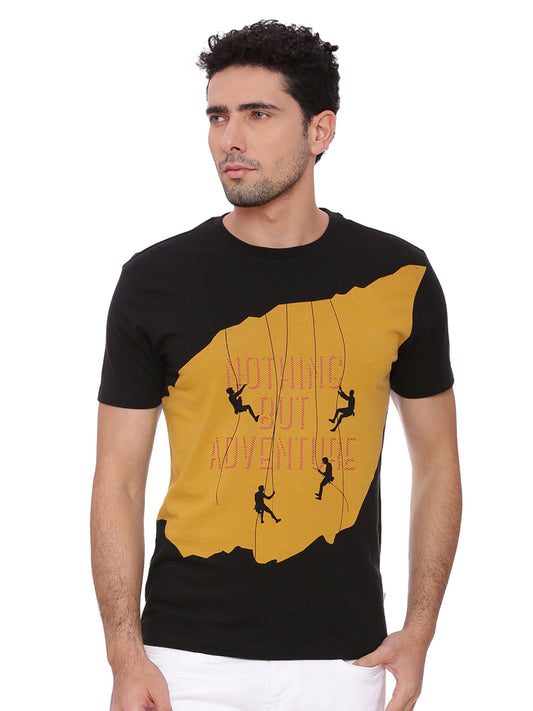 Wolfpack Men Black Printed T-Shirt Wolfpack