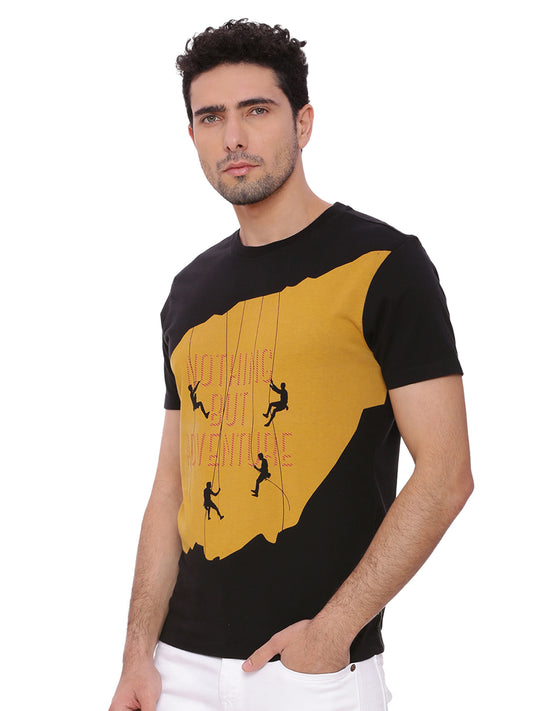 Wolfpack Men Black Printed T-Shirt Wolfpack