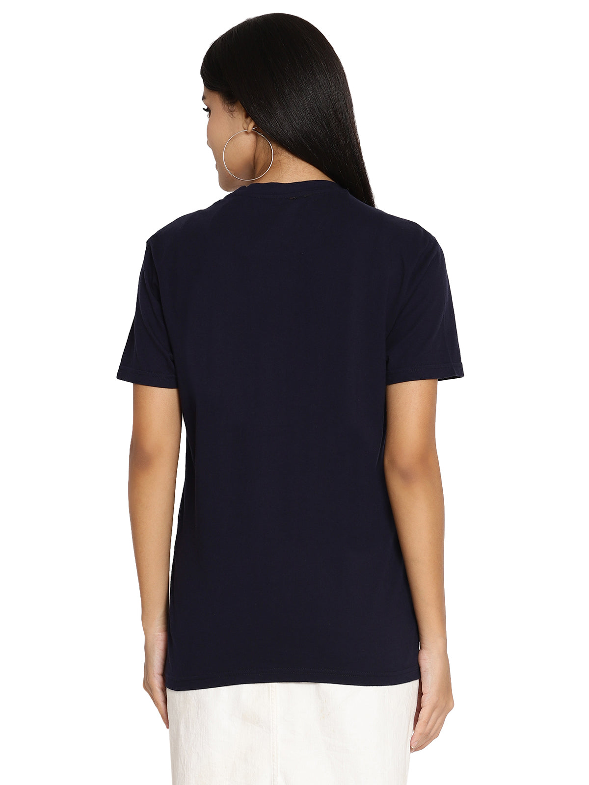 Wolfpack Women Navy Blue Printed T-Shirt