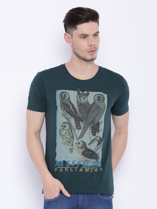 Wolfpack Men Green Printed T-Shirt Wolfpack