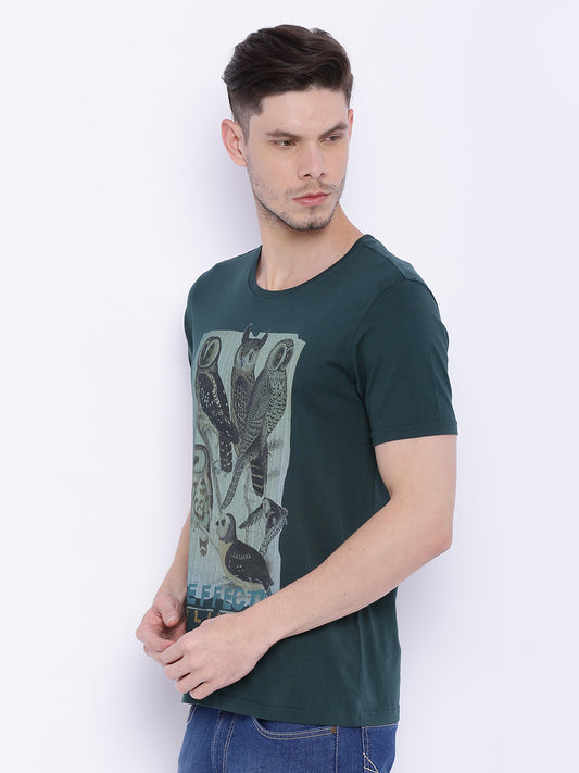 Wolfpack Men Green Printed T-Shirt Wolfpack
