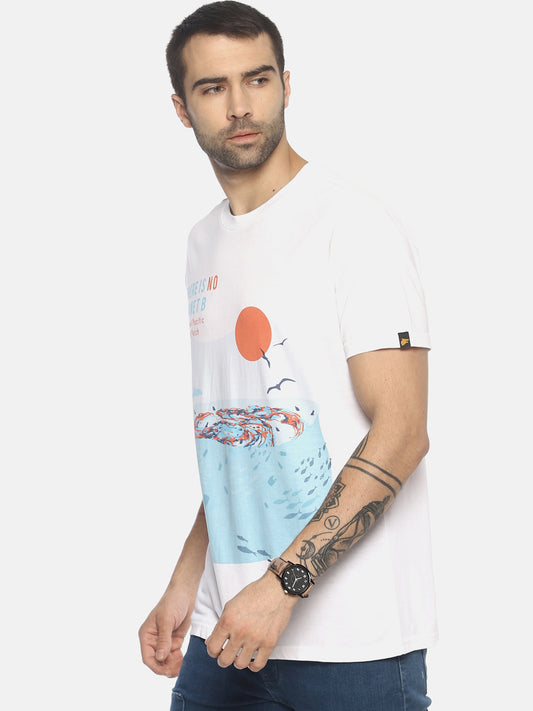 Wolfpack Men White Printed T-Shirt Wolfpack
