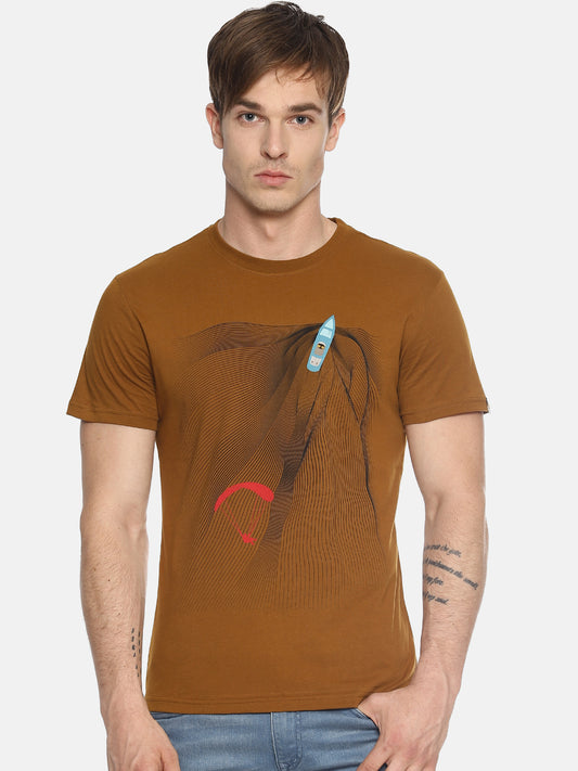 Wolfpack Men Brown Printed T-Shirt Wolfpack