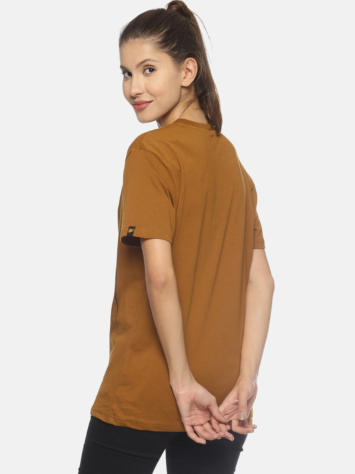 Wolfpack Women Golden Brown Parasailing Printed T-Shirt Wolfpack