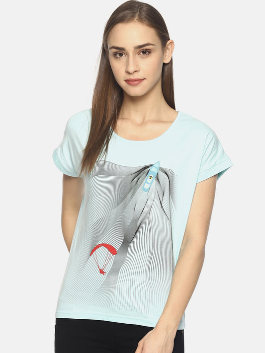 Wolfpack Women Mint Printed T-Shirt Wolfpack
