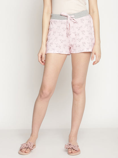 Wolfpack Women Pink With Grey Printed Shorts Wolfpack