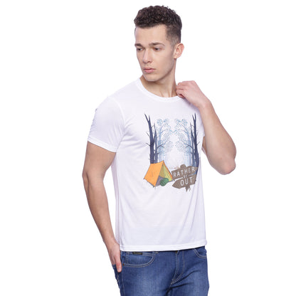 Wolfpack Men White Polyester Printed T-Shirt Wolfpack