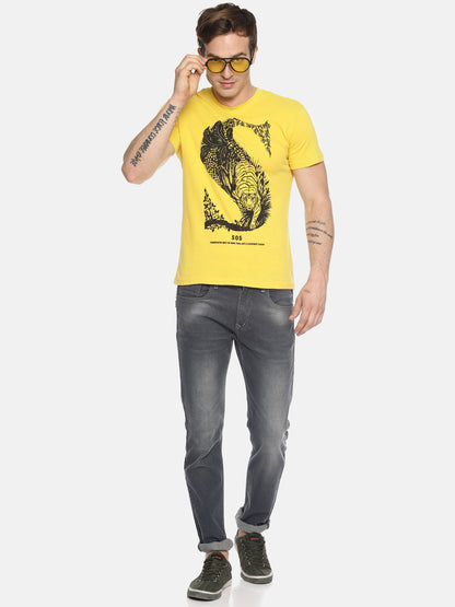 Wolfpack Men Yellow Printed T-Shirt Wolfpack