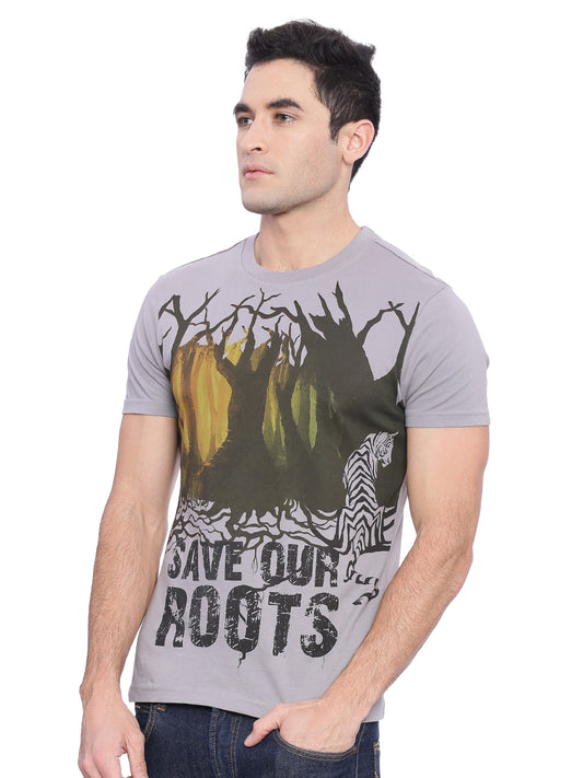 Wolfpack Men Grey Printed T-Shirt Wolfpack