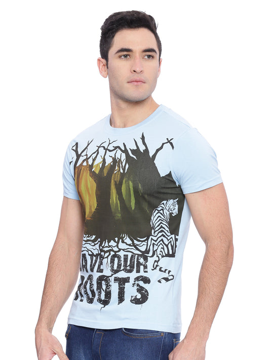 Wolfpack Men Light Blue Printed T-Shirt Wolfpack