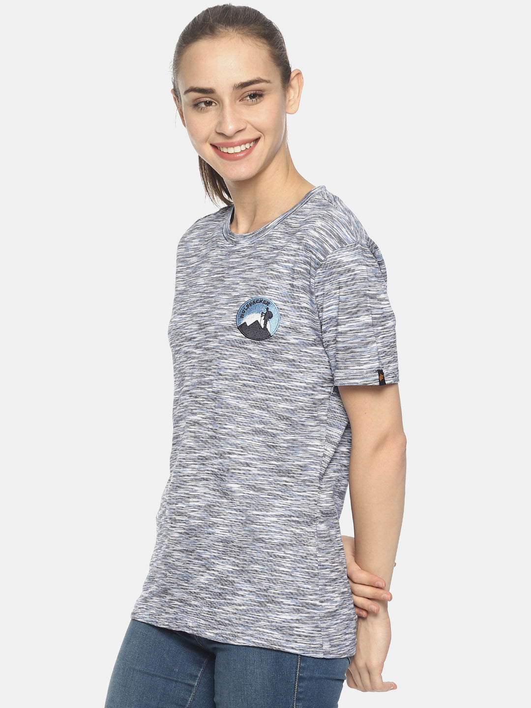 Wolfpack Blue Space Dyed Women T-Shirt Wolfpack