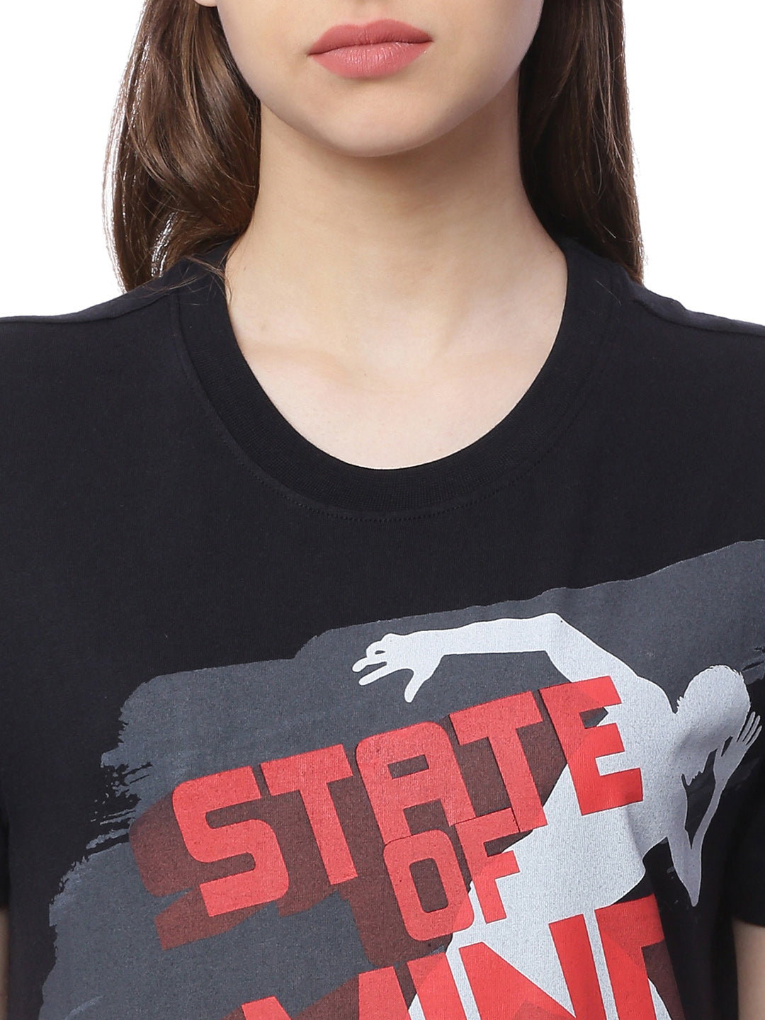 Wolfpack State Of Mind Black Printed Women T-Shirt