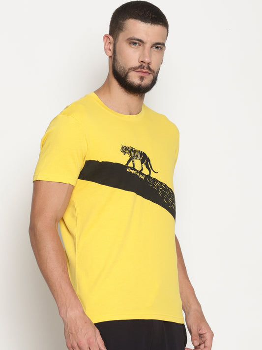 Wolfpack Men Stripes In Peril Yellow Printed T-Shirt Wolfpack
