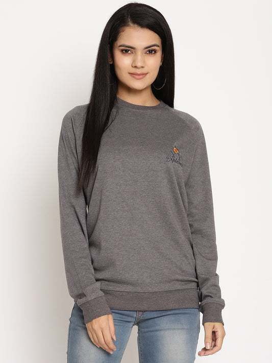 Women Explorer Grey Solid Sweatshirt Wolfpack