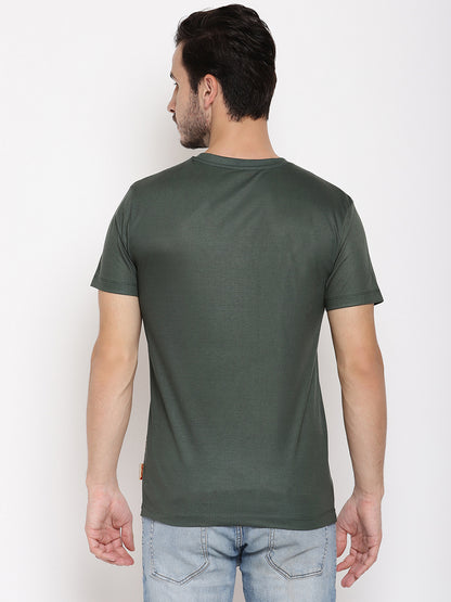 Tiger Side Green Printed Men T-Shirt