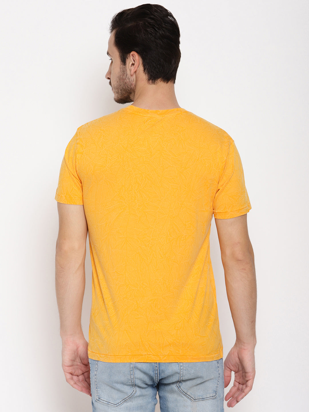 Travel is Life Crinkle Wash Yellow Printed Men T-Shirt