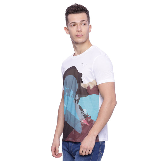 Trekking White Printed Men T-Shirt