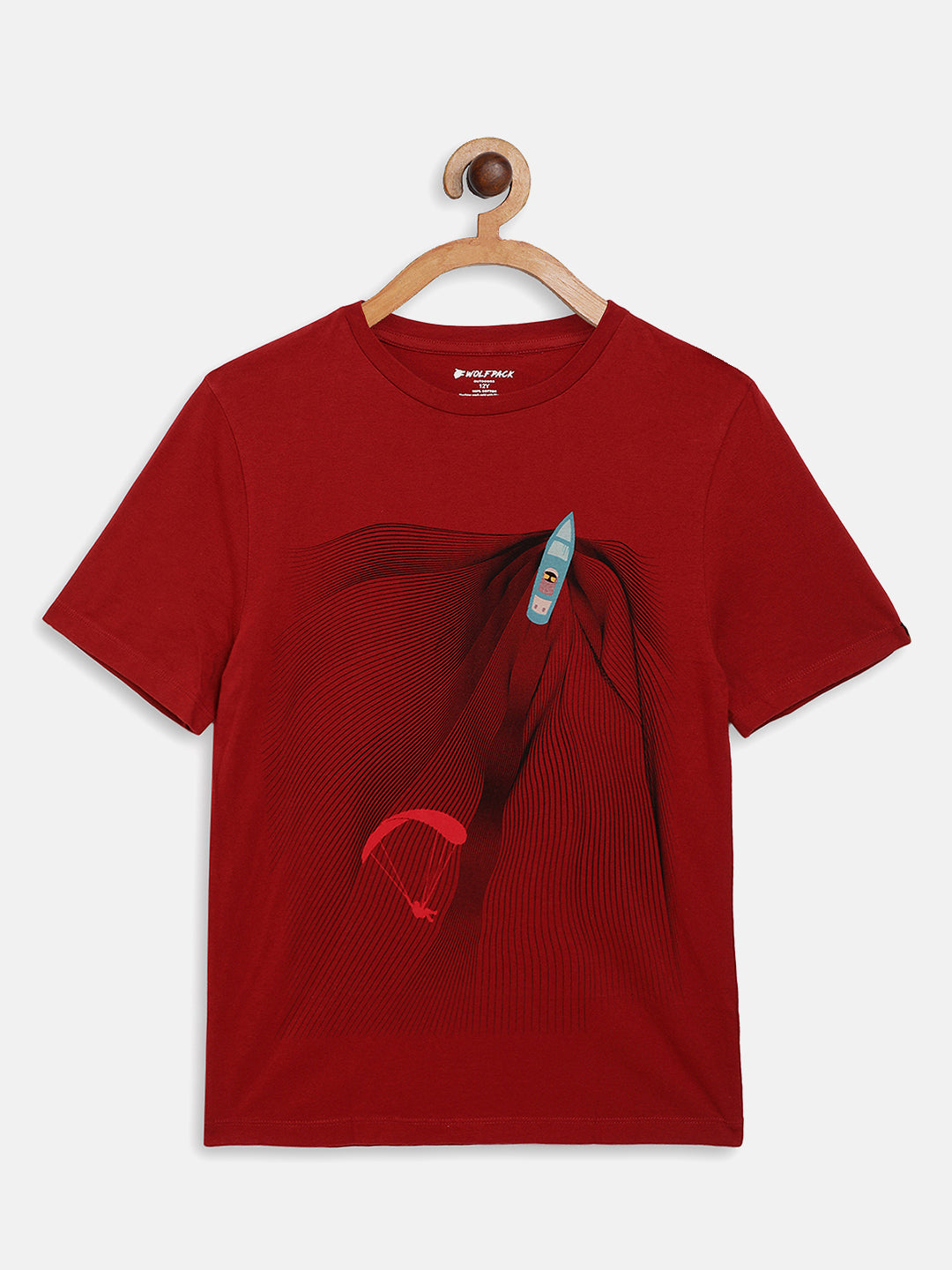 Wolfpack Boys Red Parasailing Printed T-Shirt Wolfpack