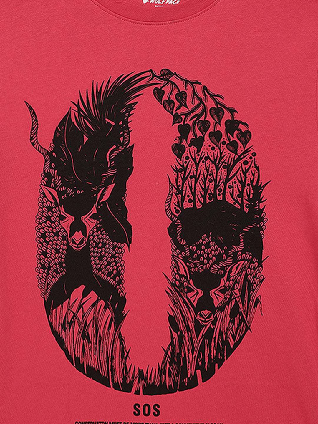 Wolfpack Boys Pink SOS O Black Buck Printed T-Shirt Wolfpack