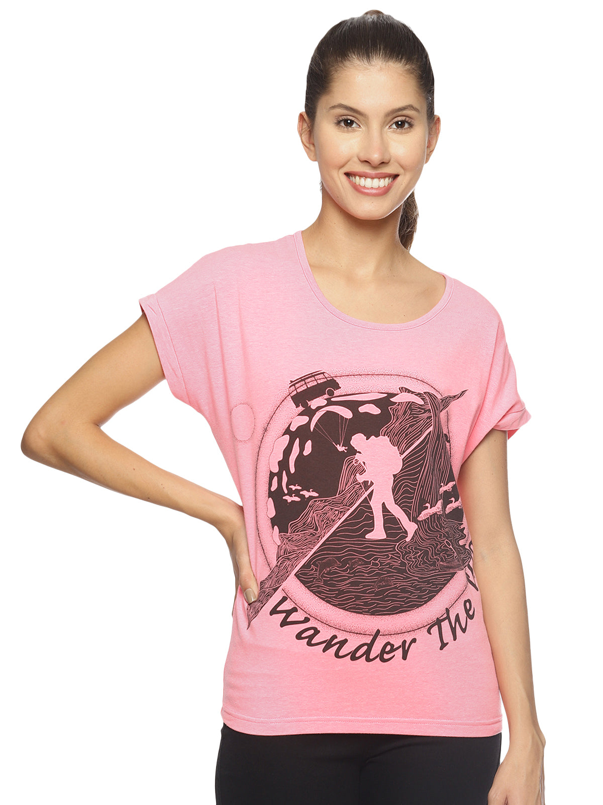 Wolfpack Women Pink Printed T-Shirt Wolfpack