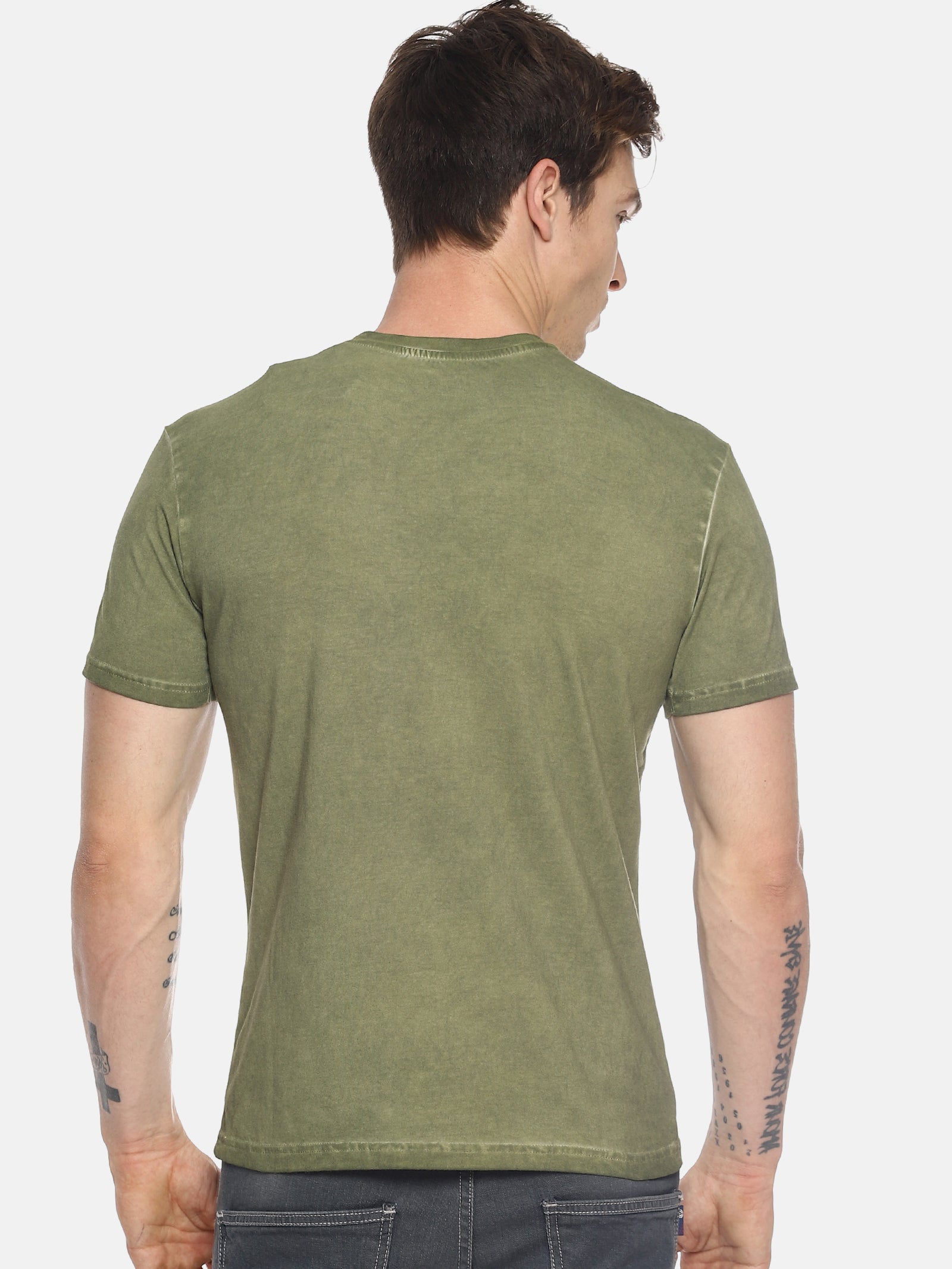 Wild Soul Green Printed Men T-Shirt Wolfpack