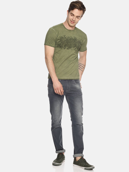 Wild Soul Green Printed Men T-Shirt Wolfpack