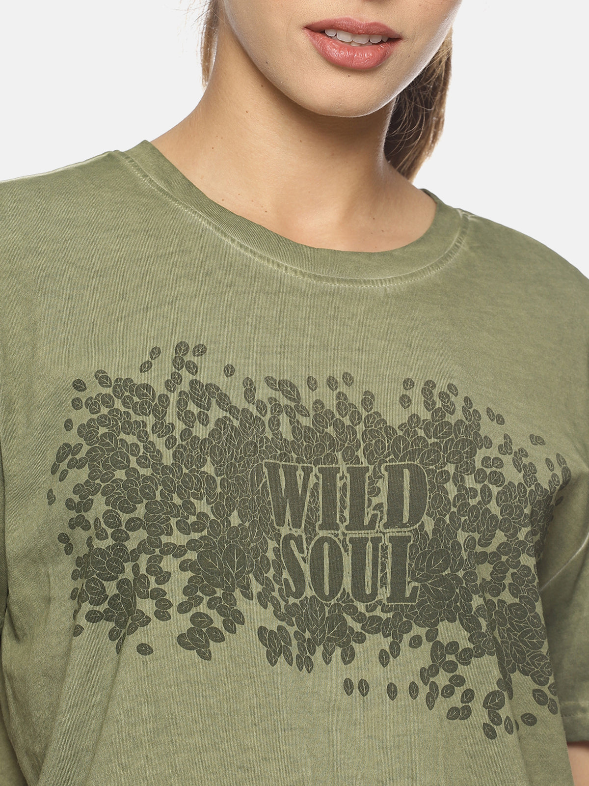 Wolfpack Wild Soul Green Printed Women T-Shirt Wolfpack